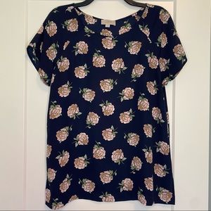 LOFT Navy Floral Top - Small